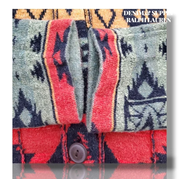 Ralph Lauren Denim & Supply Aztec Design Southwestern Cotton Cardigan Size Large - Picture 5 of 13